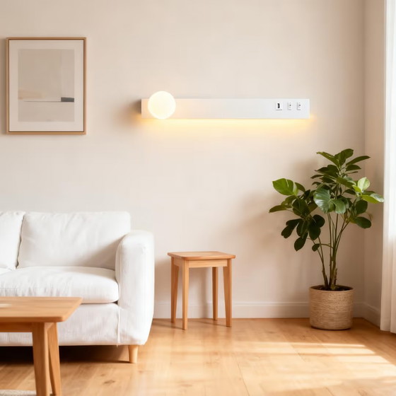 Applique Murale LED 12W avec Éclairage Indirect et USB, Appliques murales, Métal, Blanc, Modern (photo 2 sur 5)