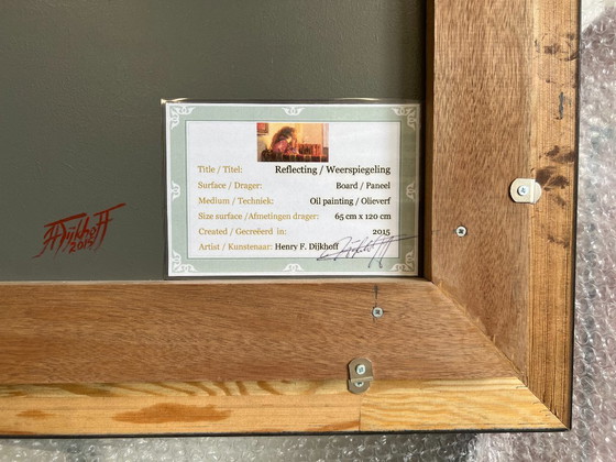 Image 1 of Pittura ad olio originale su tavola dal titolo "Riflesso".