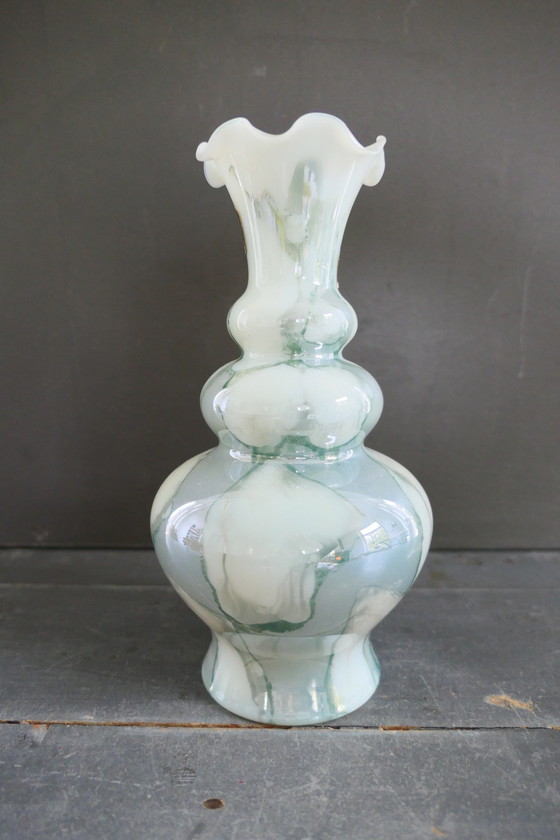 Image 1 of Vintage Toscaanse Opaline Vaas Marmer Effect Italy