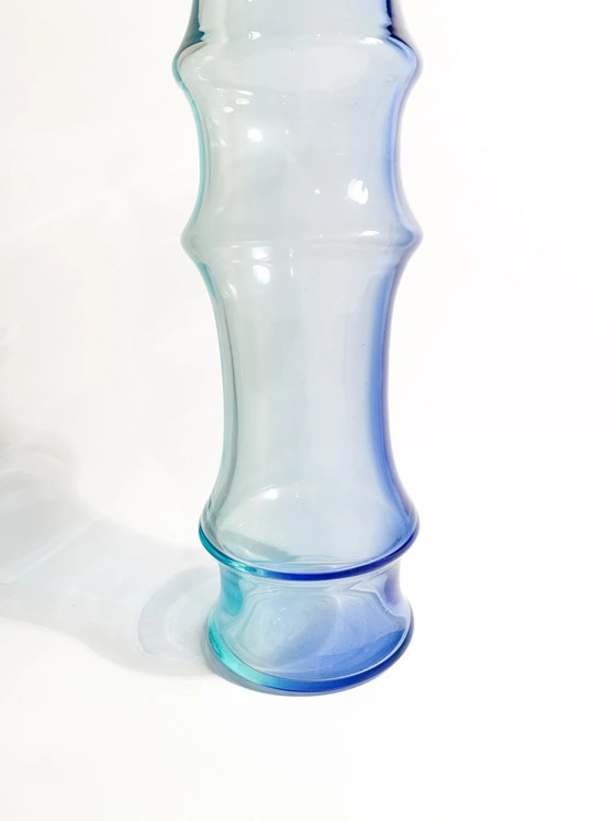 1980s Murano Glass Vase by Nason, Light Blue and Blue Bamboo – Postmodern (photo 4 of 11)
