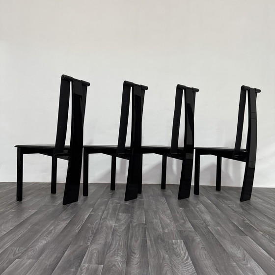 Image 1 of Set 4 Sedie Da Pranzo Postmoderne Design Anni ‘80 Modernariato