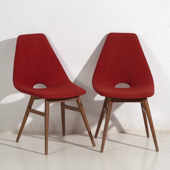 Sedie stile vintage rosso bordeaux (c.1950). Set di 2 pezzi #3 – Sedie da pranzo, Wood (photo 11 of 40)