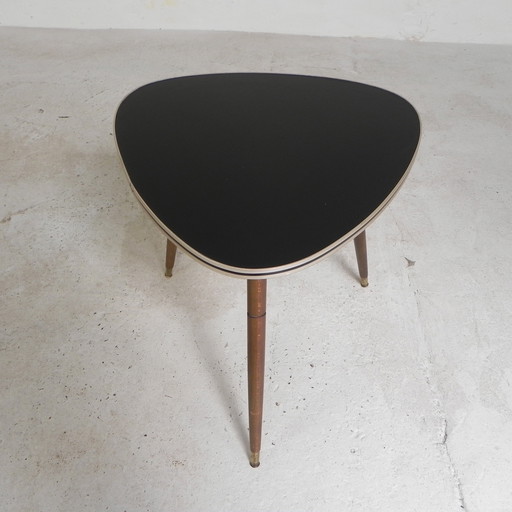 Triangular vintage side table, coffee table on three legs