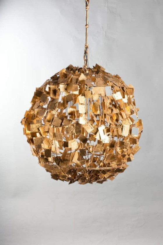 Image 1 of Lampada a sospensione rotonda dorata