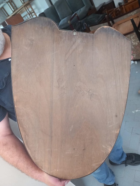Image 1 of Shield-Shaped Mirror with Brass Frame, 50s
