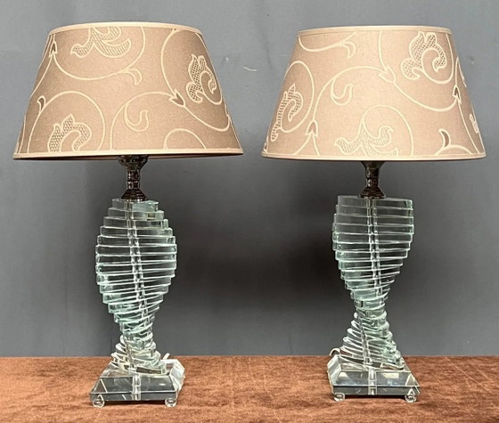 Pair of lamps, massive crystal – Table lamps, Glass (photo 3 of 5)