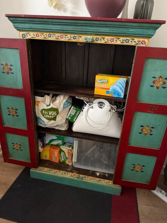 Image 1 of Hand-painted wooden cabinet from India