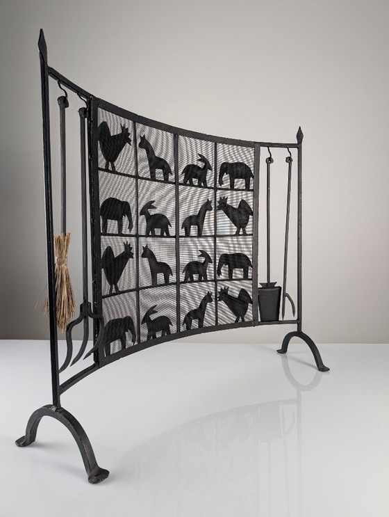 Image 1 of Parascintille in ferro battuto realizzato da Atelier Marolles, Francia, anni '50.