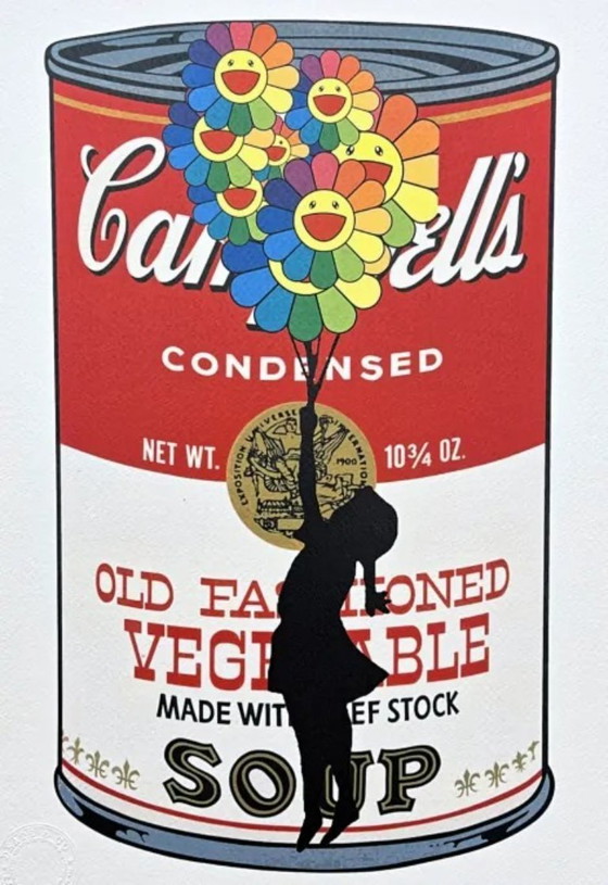 Image 1 of Death NYC - Banksy Flying Balloon Girl et Campbell Soup - Édition limitée avec certificat