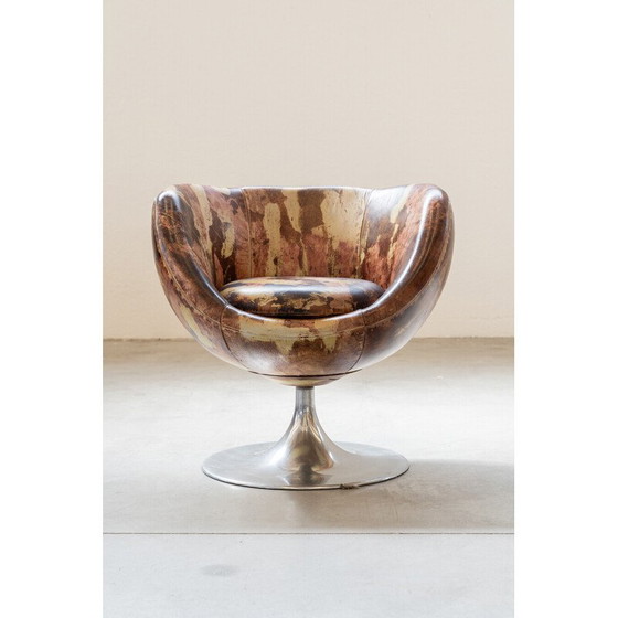 Image 1 of Pair of vintage leather swivel armchairs, Italy 2000