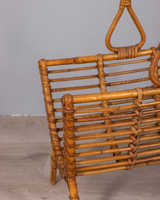 Vintage 1960s Italian Design Bamboo Magazine Rack (photo 3 of 7)