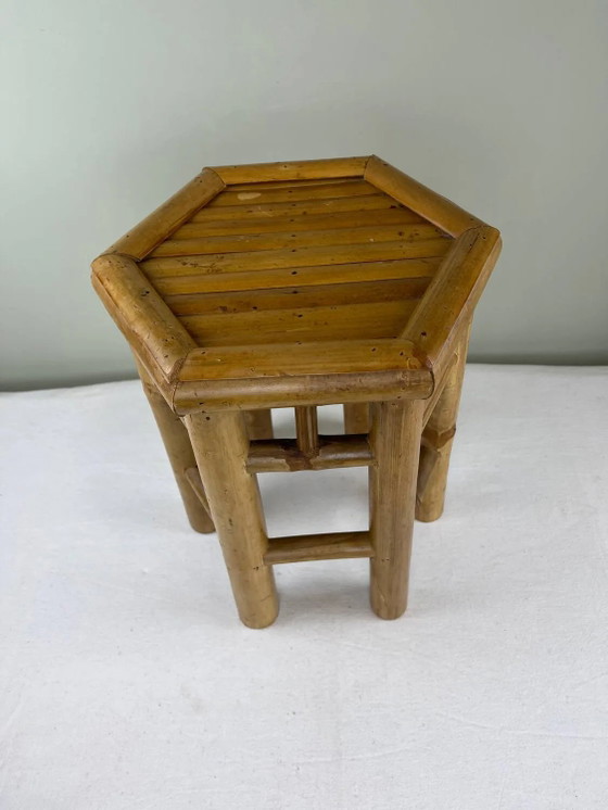 Vintage bamboe bijzettafel – Zuil, Bamboo (photo 3 of 8)
