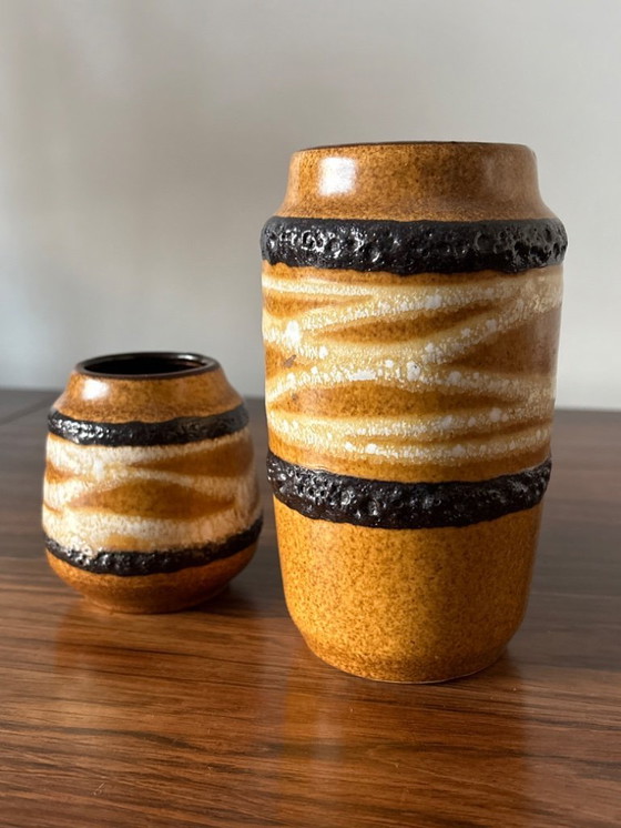 Image 1 of Coppia di piccoli vasi vintage della Scheurich tedesca degli anni '70