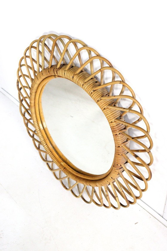 Image 1 of Franco Albini vintage rattan mirror