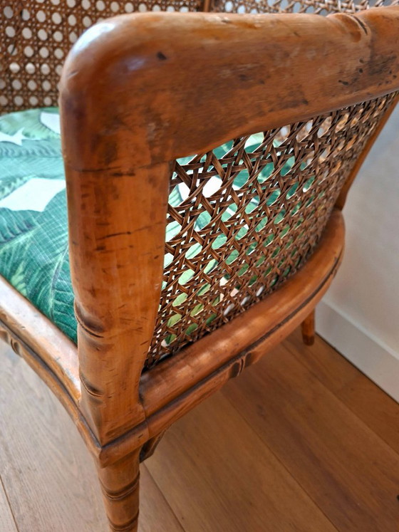 Vintage mid-century Giorgetti rattan chair botanical print – Armchairs, Bamboo (photo 4 of 5)