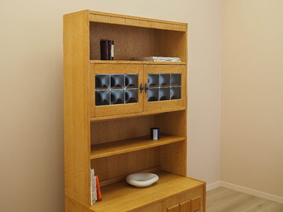 Danish Oak Bookcase by Henning Kjærnulf with Glass Doors and Geometric Panels, 1960s – Wood (photo 6 of 21)