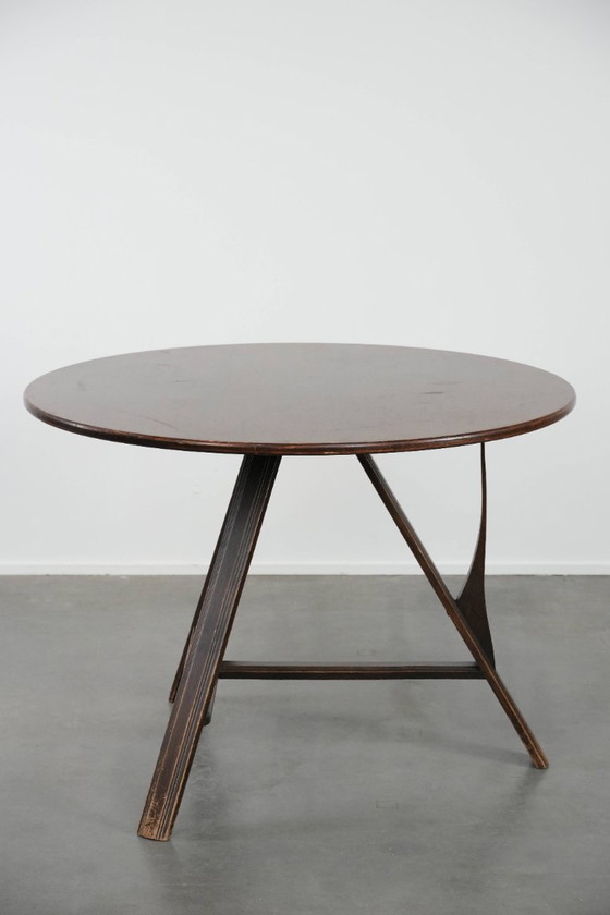 Image 1 of Dutch dining table/folding table from the 20th century, 105 cm diameter