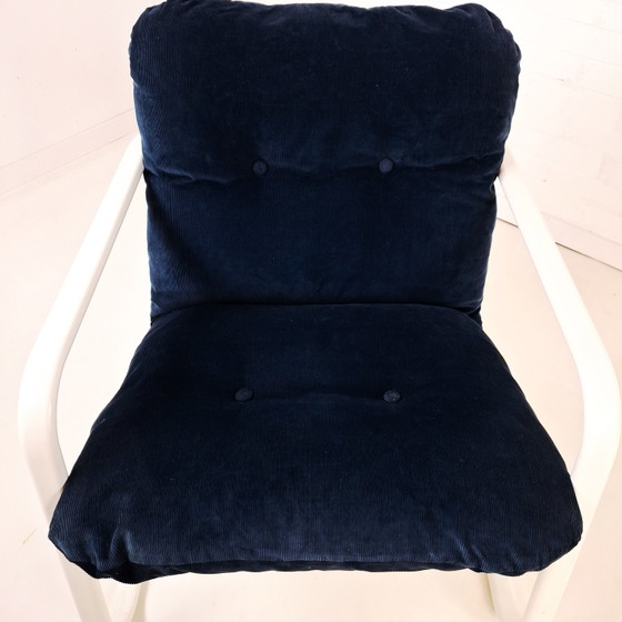 Fauteuil vintage Ikea Rörberg années 90, blanc, métal, bleu – Textile, Metal (photo 8 of 9)