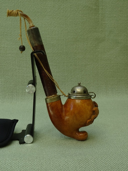 Vintage Bruyere-Tabakpfeife Holz Hirsch geschnitzt