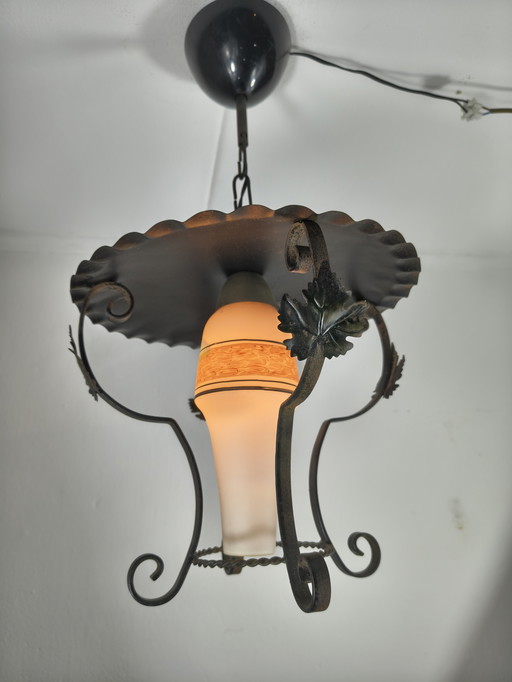 Vintage opal glass lantern