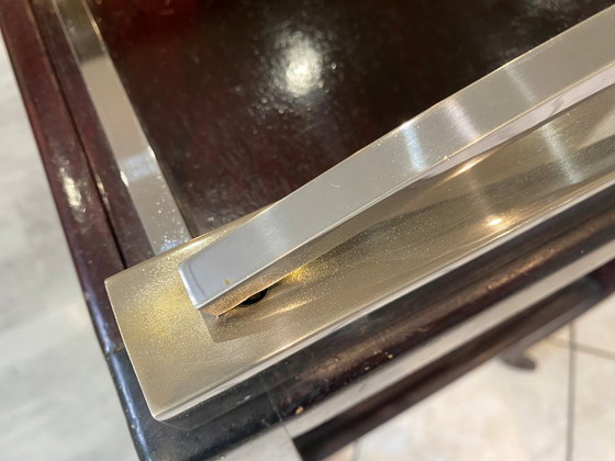 Image 1 of Bar serving trolley with castors 1 removable tray art deco 1930