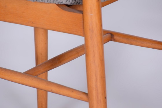 Set of Four Original Mid-Century Modern Chairs, Beech, Czech, 1960s – Jitona, Dining chairs, Textile, Wood (photo 15 of 15)