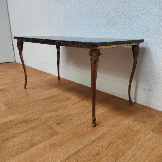 Image 1 of Vintage Regency coffee table with marble top and brass base