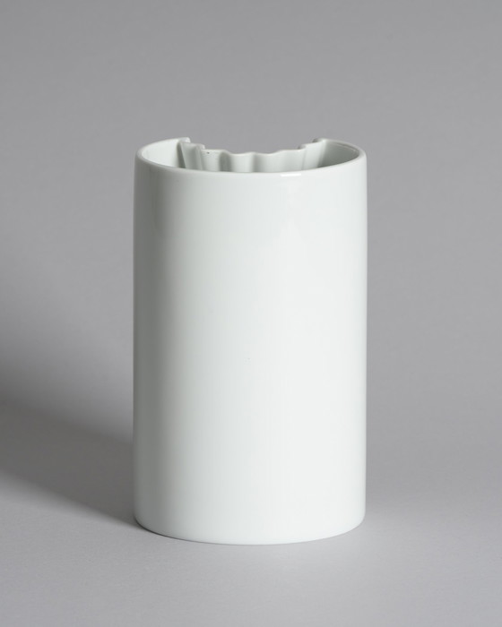 Image 1 of Chic Vintage Rosenthal Plissée Vase Duo Ambrogio Pozzi Minimalist Porcelain Art