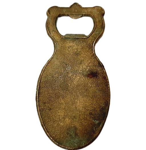 Ouvre-bouteille de bière vintage en laiton émaillé sur la poignée