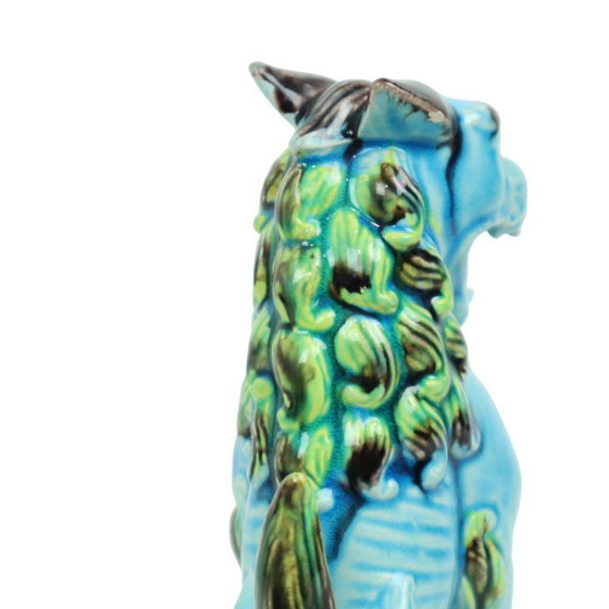 Image 1 of Perros Foo chinos de cerámica azul