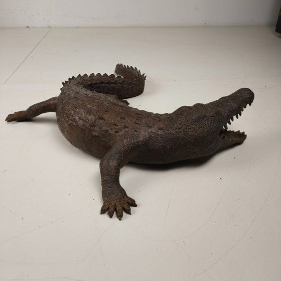 Image 1 of Monumental bronze crocodile sculpture from the 20th century