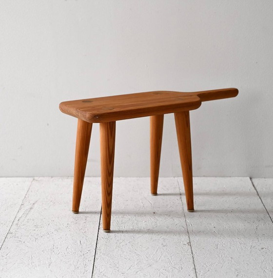 Image 1 of 1950s Scandinavian stool in solid larch