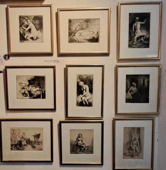 Image 1 of Rembrandt Etching Framed, After The Bath