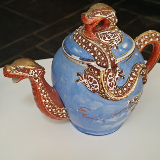 Image 1 of Juego de té japonés Dragonware para 6 personas – Juego decorado con Blue Moriage