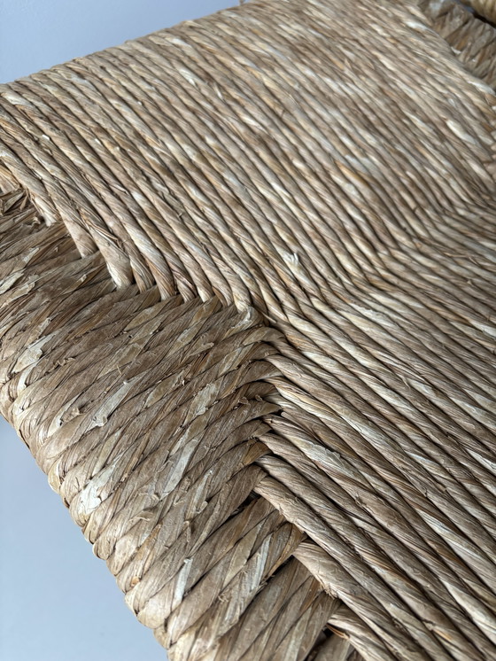 Image 1 of JUEGO DE 4 TABURETES BAJOS DE MADERA Y JUNCILLO DE JOHAN VAN HEUVEL PARA AD VORM, DÉCADA DE 1960