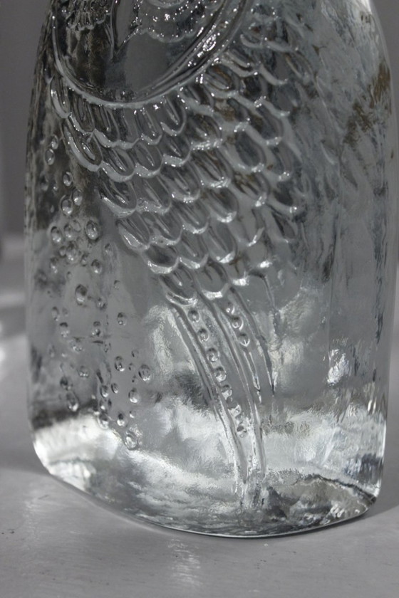 Image 1 of Coppia di grandi fermalibri vintage in vetro stampato a forma di gufi