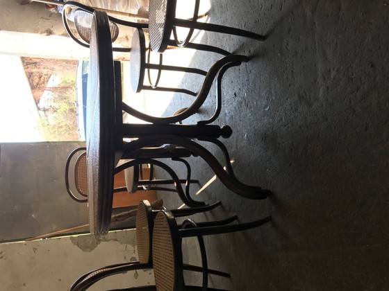 Oval Dining Chairs & Table in Wood Cane, Germany, 1960s, Set of 7 – Dining set, Mid Century Modern (photo 8 of 12)