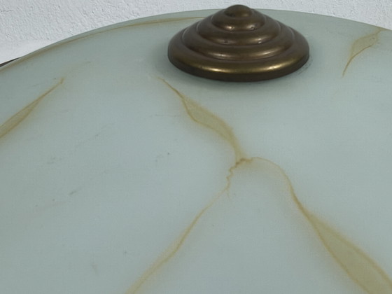 Image 1 of Vintage ceiling lamp with glass shade and metal frame