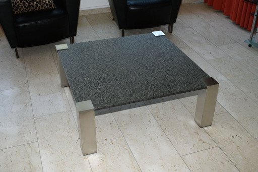 Table basse exclusive en granit et acier inoxydable 101 x 101 x 39 cm – salontafels, Stone, rvs