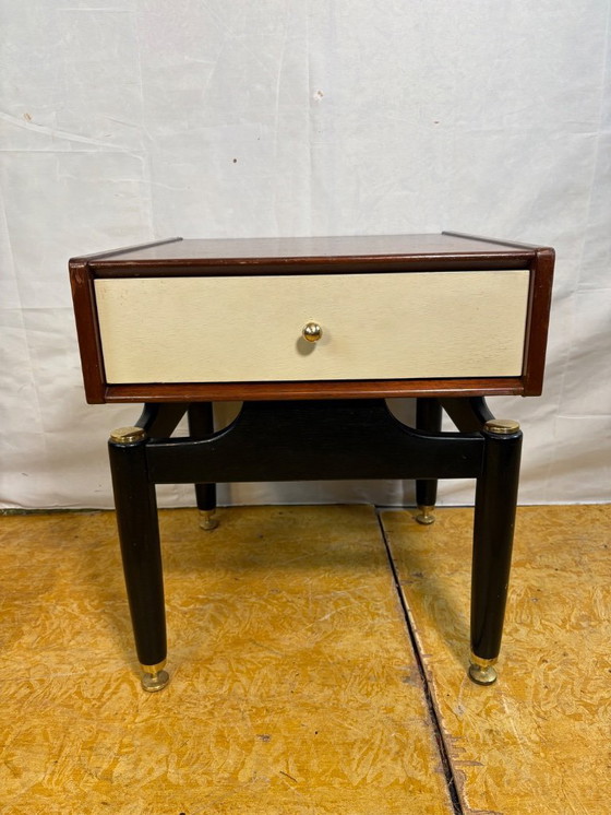 Image 1 of Mid-Century Retro Vintage Teak Side Table by G Plan – Librenza “White China” Range 1950  Designed by E. Gomme • Tola & Black Leg