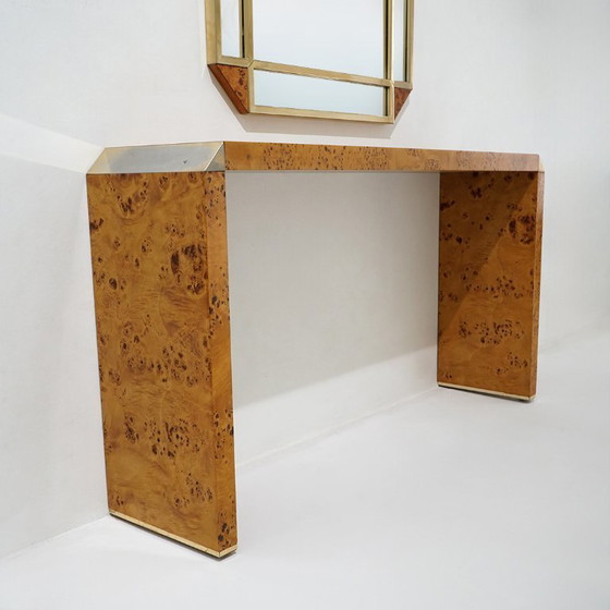 Image 1 of Console table with mirror in briar root by Mario Falcone for Fratelli Turri, 1970s
