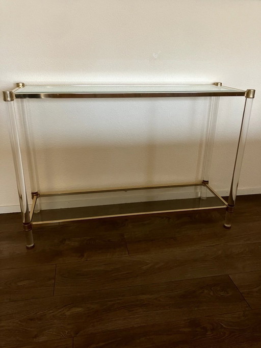French console table in Lucite and gilded metal - 1970s