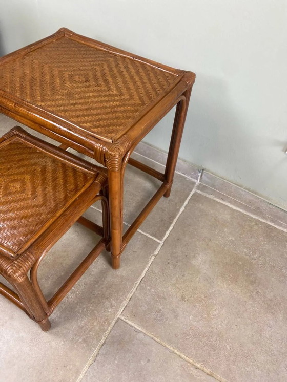 Nest of tables in rattan – Side tables, Wicker, Vintage (photo 2 of 19)