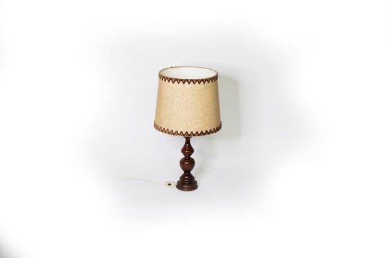 Image 1 of Lampadaire vintage avec pied en bois