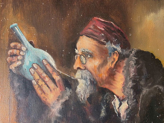 Dipinto a olio vintage di alchimista di metà secolo – Dipinti e disegni, Tela (photo 9 of 16)