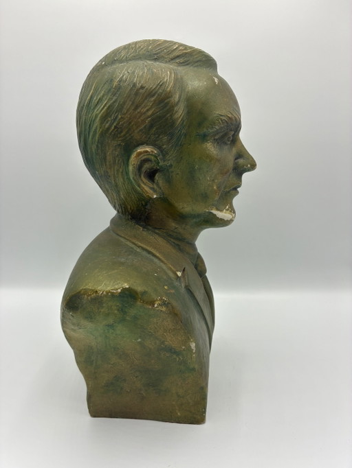 Keramikbüste, signiert David – Coimbra 1994 – Porträt eines Mannes, Bronzepatina – beeldhouwkunst (photo 2 of 9)