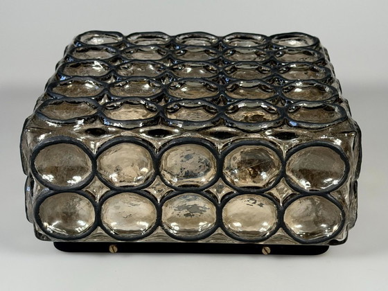 Image 1 of Lámpara de techo de los años 60/70, Glashütte Limburg, Alemania, plafoniere, vidrio y metal.