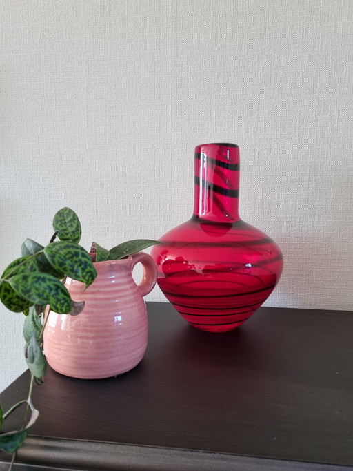 Gran jarrón de Murano con espirales de los años ochenta