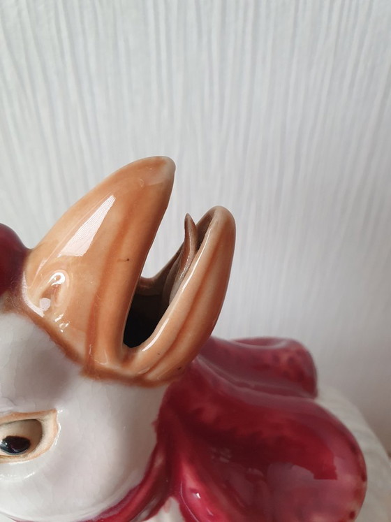 Image 1 of Grand coq vintage en céramique – glaçure craquelée – 47 cm