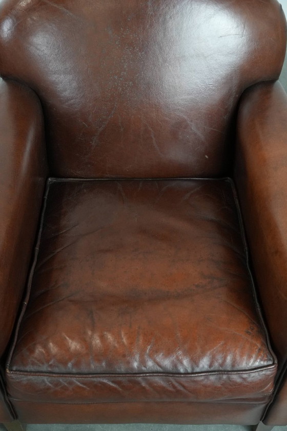 Image 1 of 2 x Beautifully shaped sheepskin Art Deco design armchairs